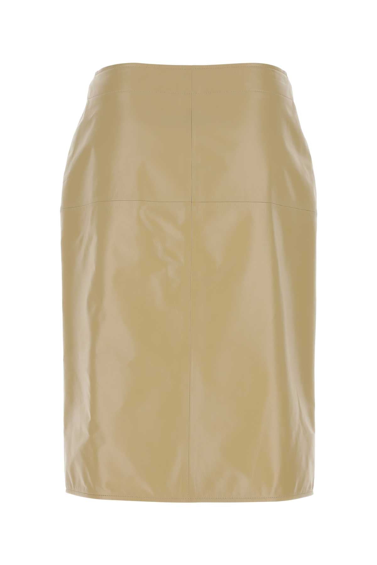 Bottega Veneta Women Beige Leather Skirt by Luosophy