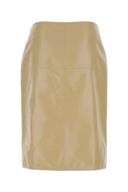 Bottega Veneta Women Beige Leather Skirt by Luosophy