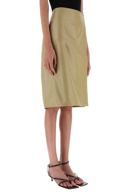 Bottega Veneta Women Beige Leather Skirt by Luosophy