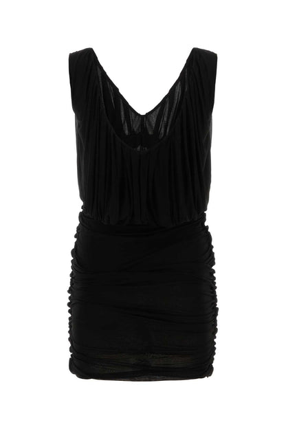 Saint Laurent Women Black Cupro Mini Dress by Luosophy