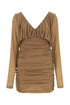 Saint Laurent Women Camel Jersey Mini Dress by Luosophy
