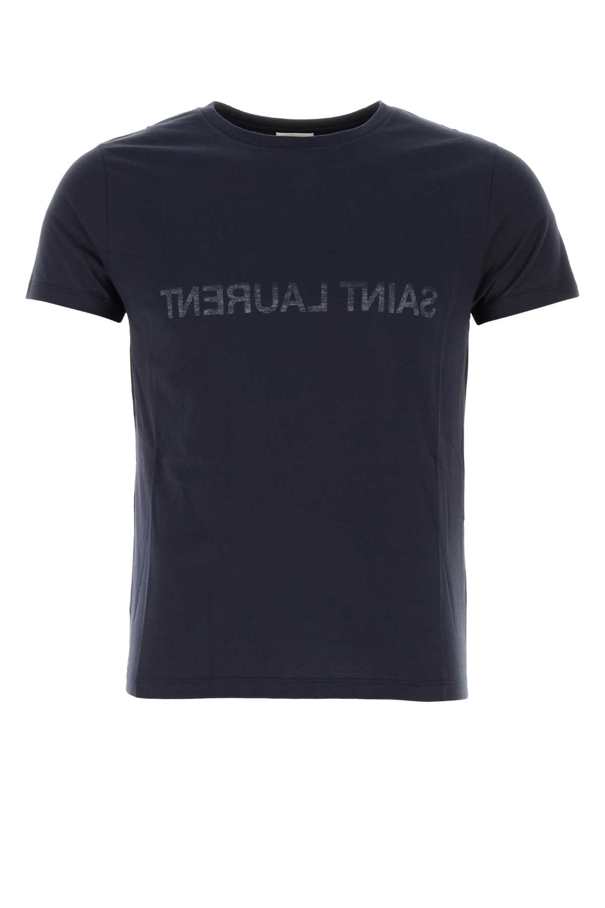 Saint Laurent Men Navy Blue Cotton T-Shirt by Luosophy
