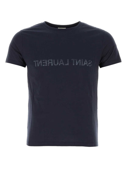 Saint Laurent Men Navy Blue Cotton T-Shirt by Luosophy