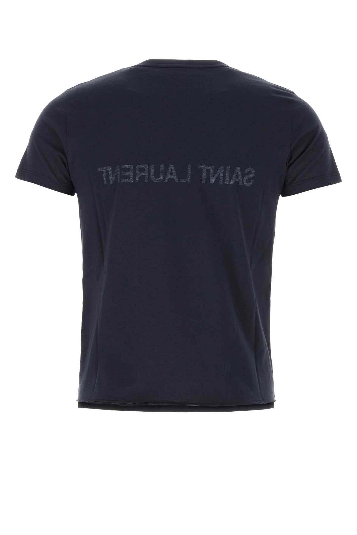 Saint Laurent Men Navy Blue Cotton T-Shirt by Luosophy