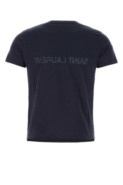 Saint Laurent Men Navy Blue Cotton T-Shirt by Luosophy