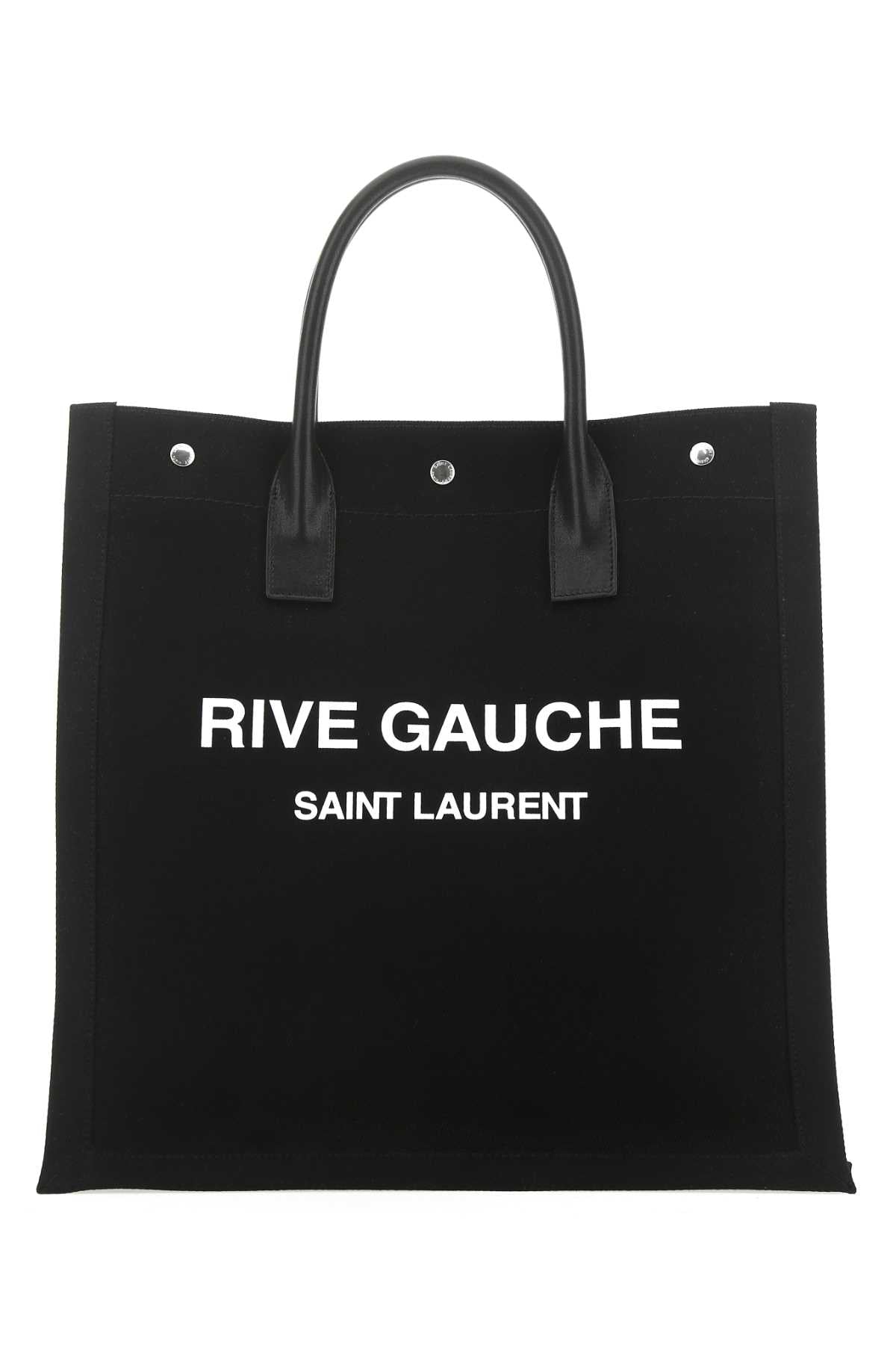 Saint Laurent Men Black Canvas Rive Gauche Shopping Bag by Luosophy
