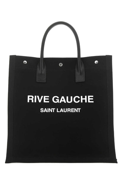 Saint Laurent Men Black Canvas Rive Gauche Shopping Bag by Luosophy