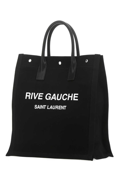Saint Laurent Men Black Canvas Rive Gauche Shopping Bag by Luosophy
