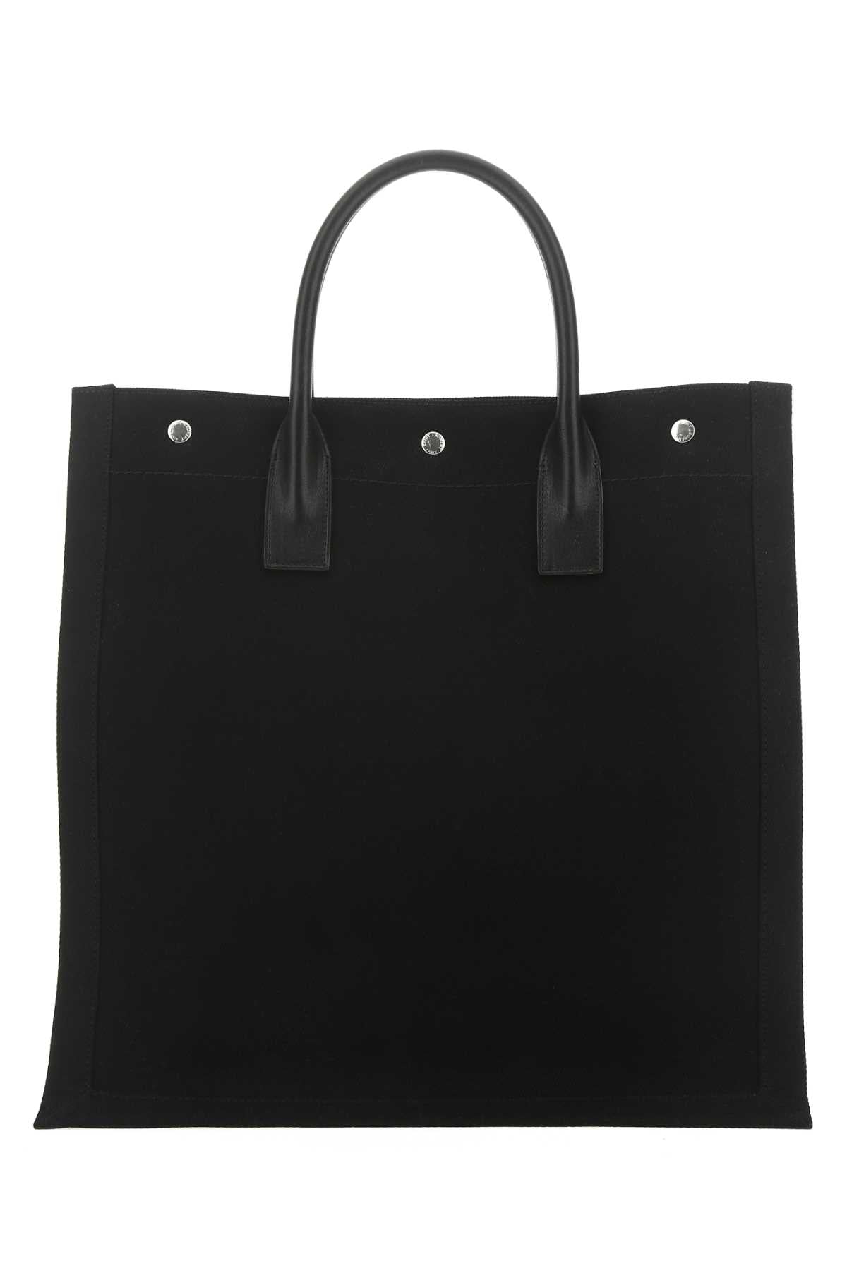 Saint Laurent Men Black Canvas Rive Gauche Shopping Bag by Luosophy