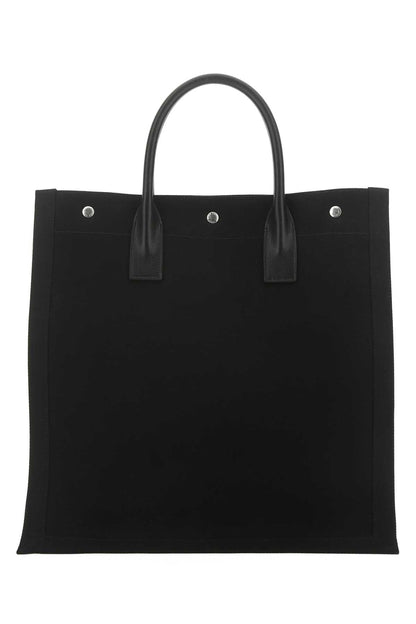 Saint Laurent Men Black Canvas Rive Gauche Shopping Bag by Luosophy
