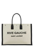 Saint Laurent Men Sand Canvas Large Rive Gauche Shopping Bag by Luosophy