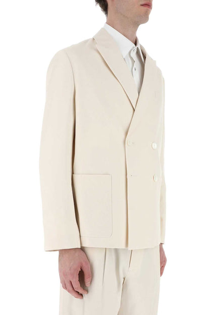 Prada Men Ivory Cotton Blazer by Luosophy