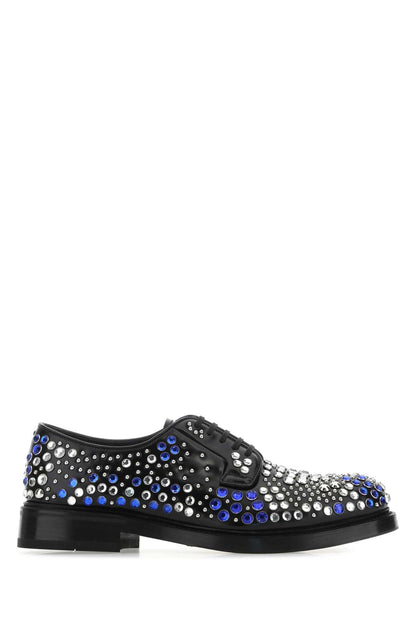 Prada Men Embellished Leather Lace-Up Shoes by Luosophy