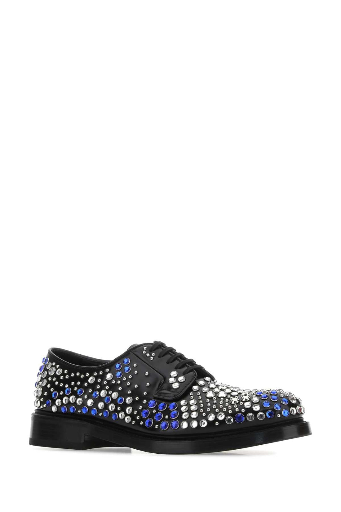 Prada Men Embellished Leather Lace-Up Shoes by Luosophy