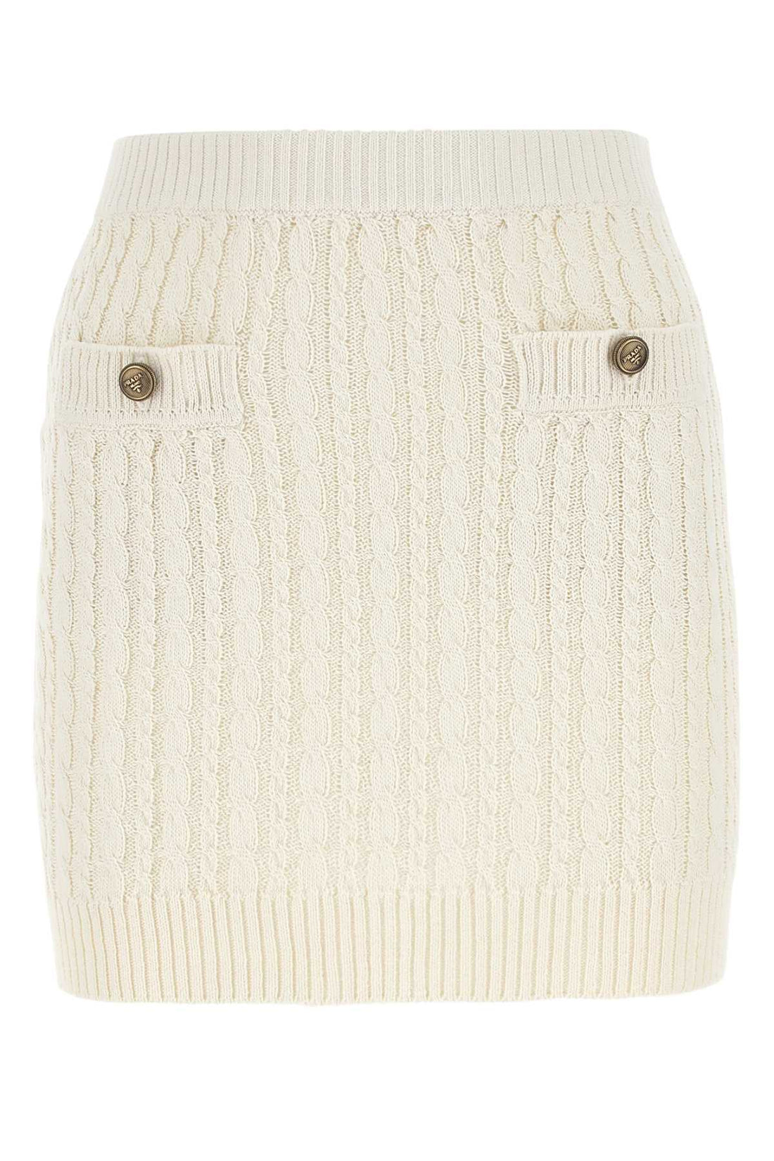 Prada Women Ivory Cotton Blend Mini Skirt by Luosophy