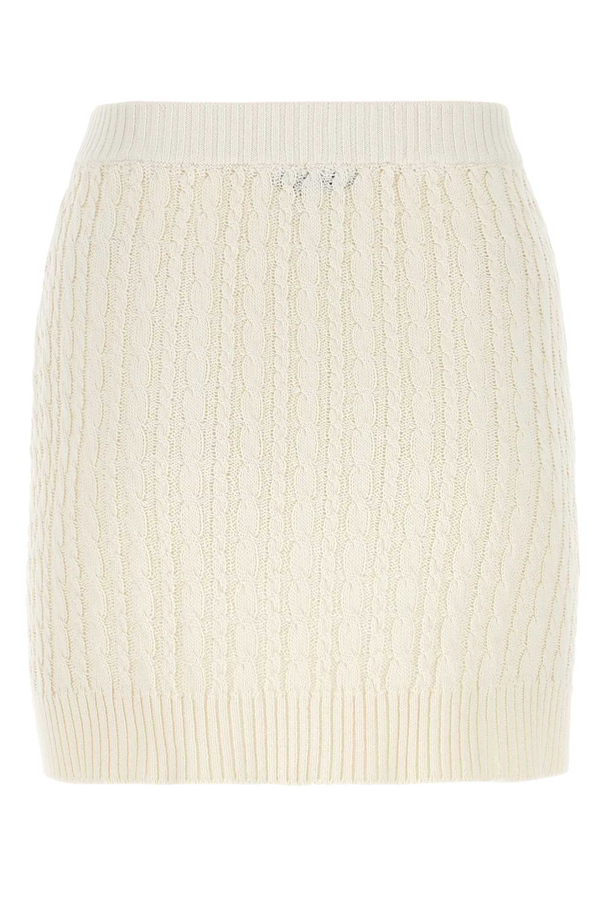 Prada Women Ivory Cotton Blend Mini Skirt by Luosophy