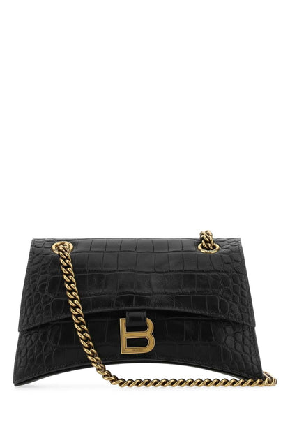 Balenciaga Women Black Leather Crush S Shoulder Bag by Luosophy