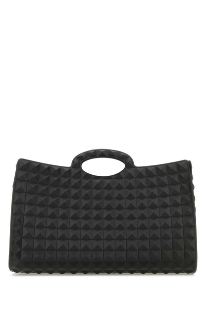 Valentino Garavani Men Black Rubber Le Troisiã¨Me Shopping Bag by Luosophy