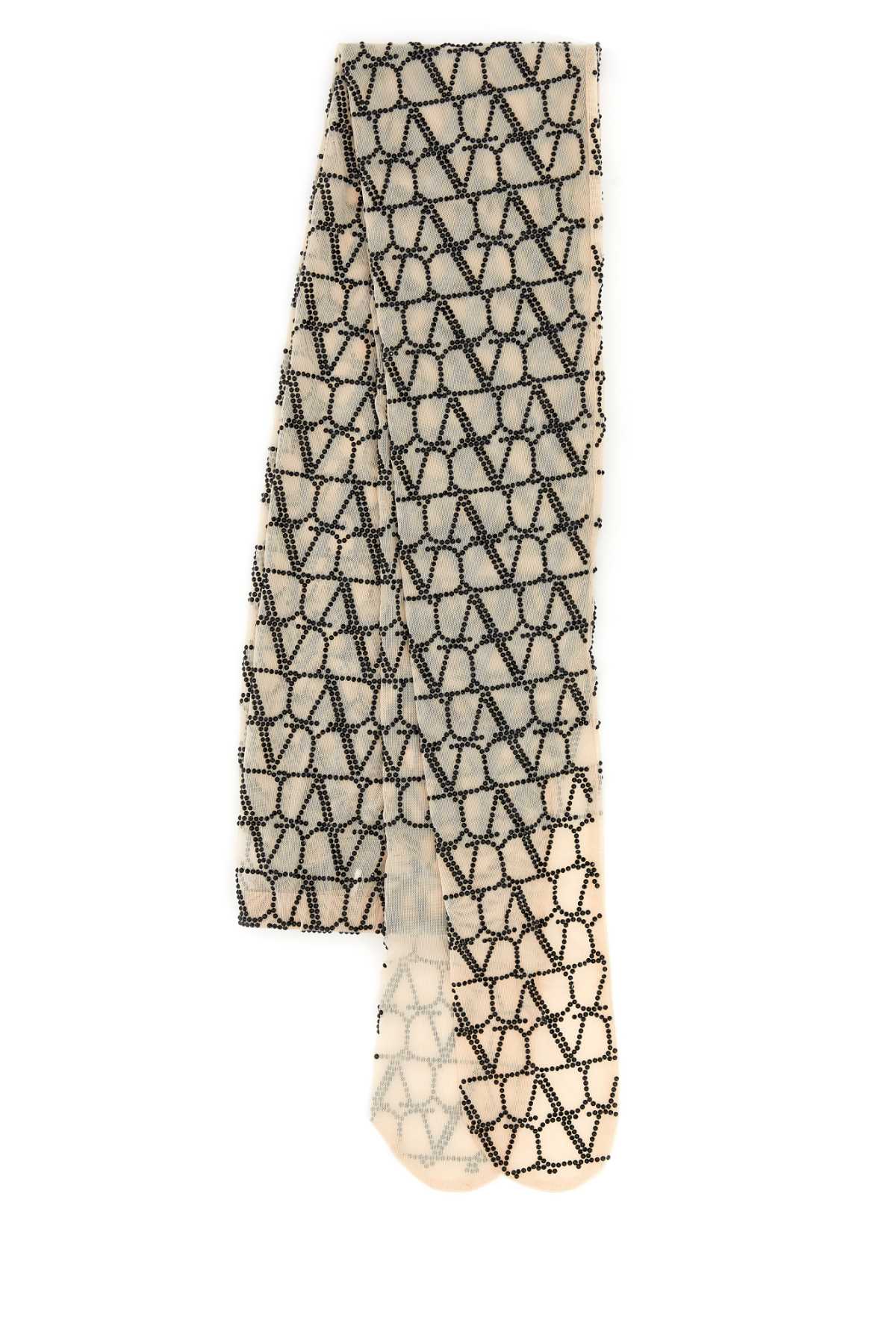 Valentino Garavani Women Embroidered Toile Iconographe Tulle Strass Jersey Collant by Luosophy