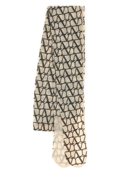 Valentino Garavani Women Embroidered Toile Iconographe Tulle Strass Jersey Collant by Luosophy