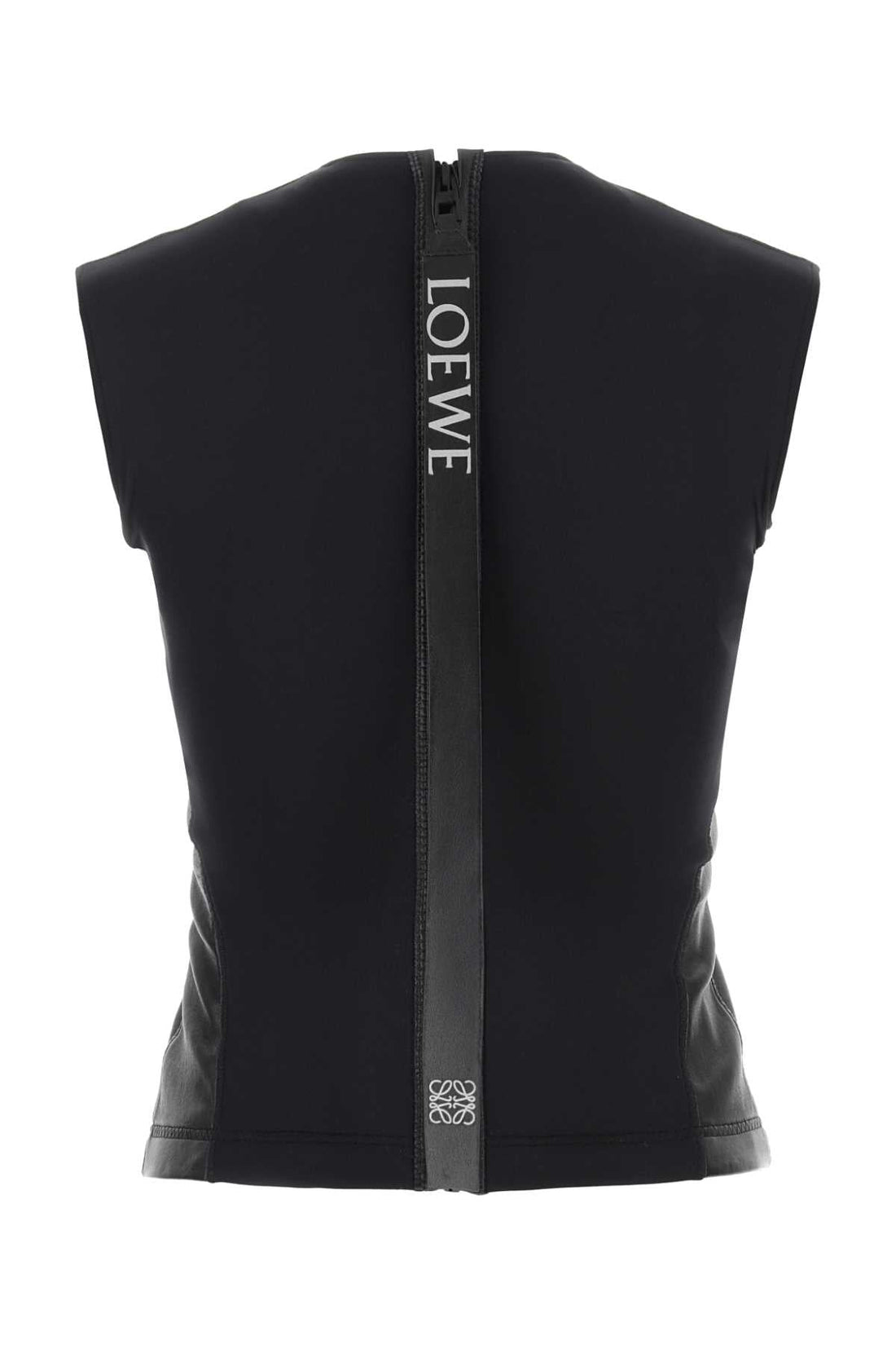 Loewe Women Black Leather And Fabric Top by Luosophy