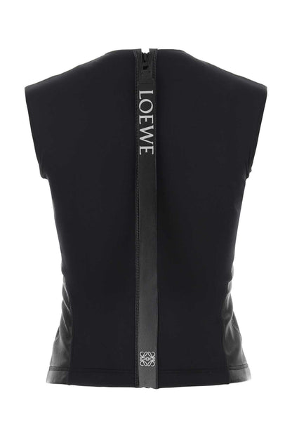 Loewe Women Black Leather And Fabric Top by Luosophy