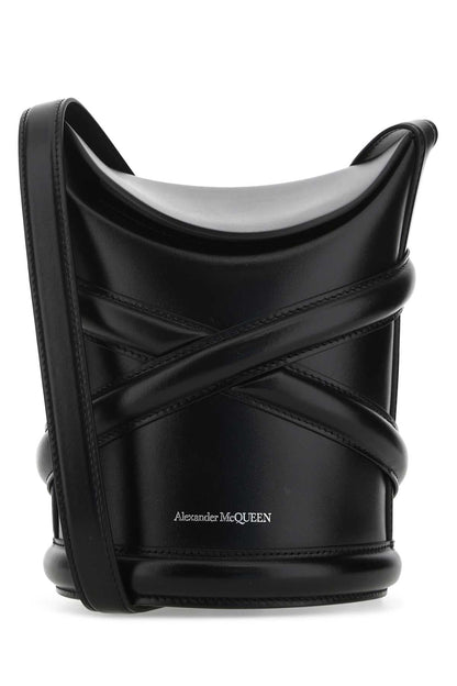 Alexander Mcqueen Women Black Leather The Curve Bucket Bag by Luosophy