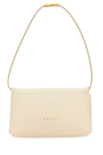Marni Women Ivory Leather Prisma Shoulder Bag by Luosophy