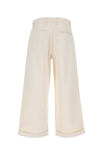 Etro Men Melange Ivory Stretch Cotton Wide-Leg Pant by Luosophy