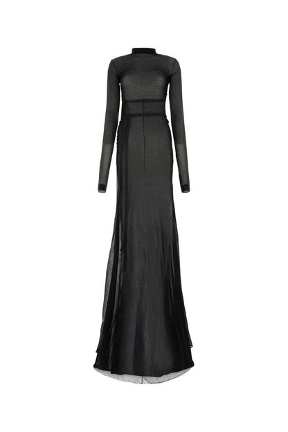 Ann Demeulemeester Women Black Cotton Blend Long Dress
