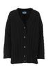Prada Women Black Wool Blend Oversize Cardigan by Luosophy
