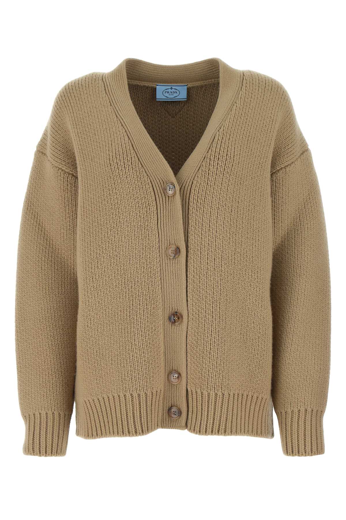 Prada Women Cappuccino Wool Blend Oversize Cardigan by Luosophy