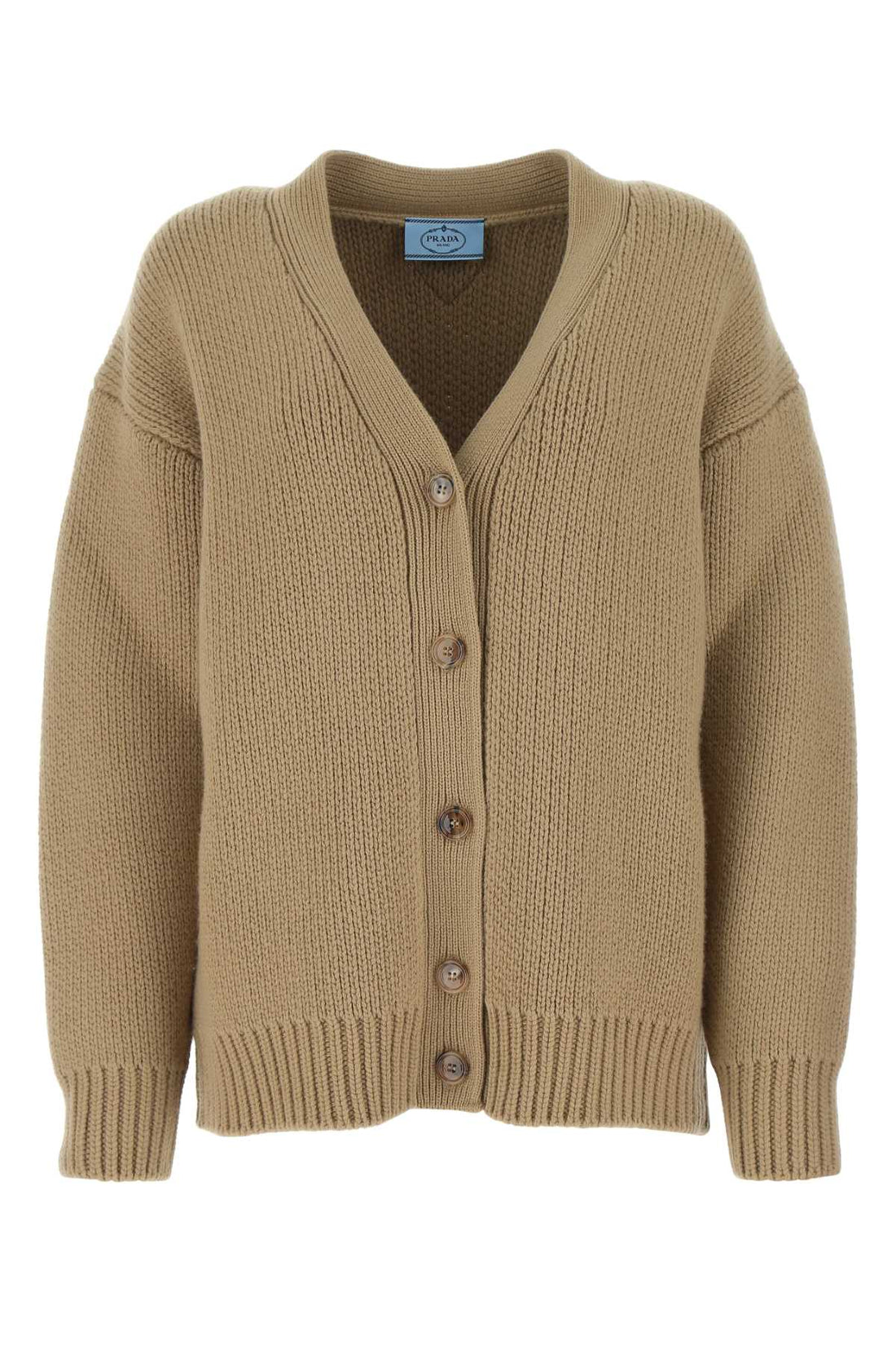 Prada Women Cappuccino Wool Blend Oversize Cardigan