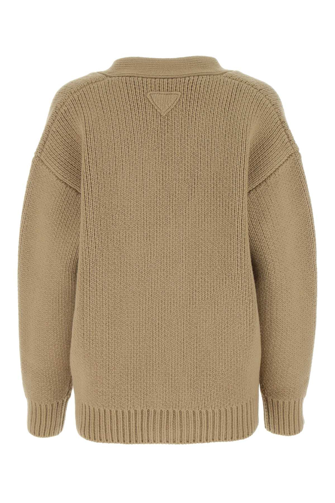 Prada Women Cappuccino Wool Blend Oversize Cardigan