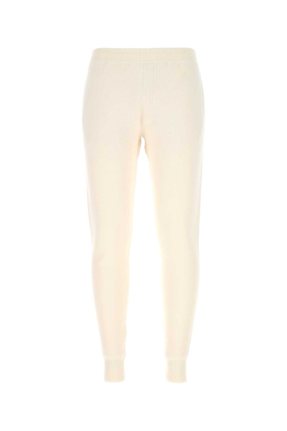 Prada Men Ivory Stretch Cashmere Blend Joggers 