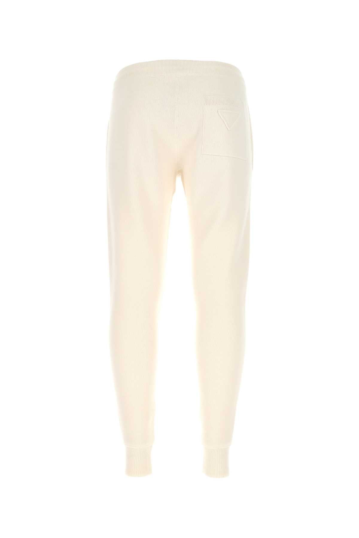 Prada Men Ivory Stretch Cashmere Blend Joggers by Luosophy