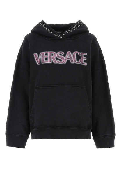 Versace Women Black Cotton Oversize Sweatshirt by Luosophy