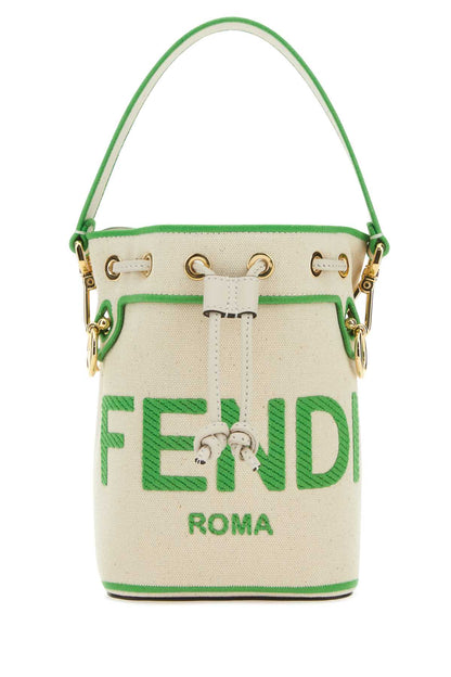 Fendi Women Sand Canvas Mini Mon Tresor Bucket Bag by Luosophy