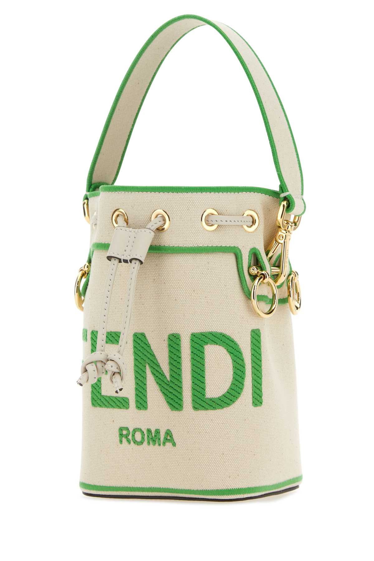 Fendi Women Sand Canvas Mini Mon Tresor Bucket Bag by Luosophy