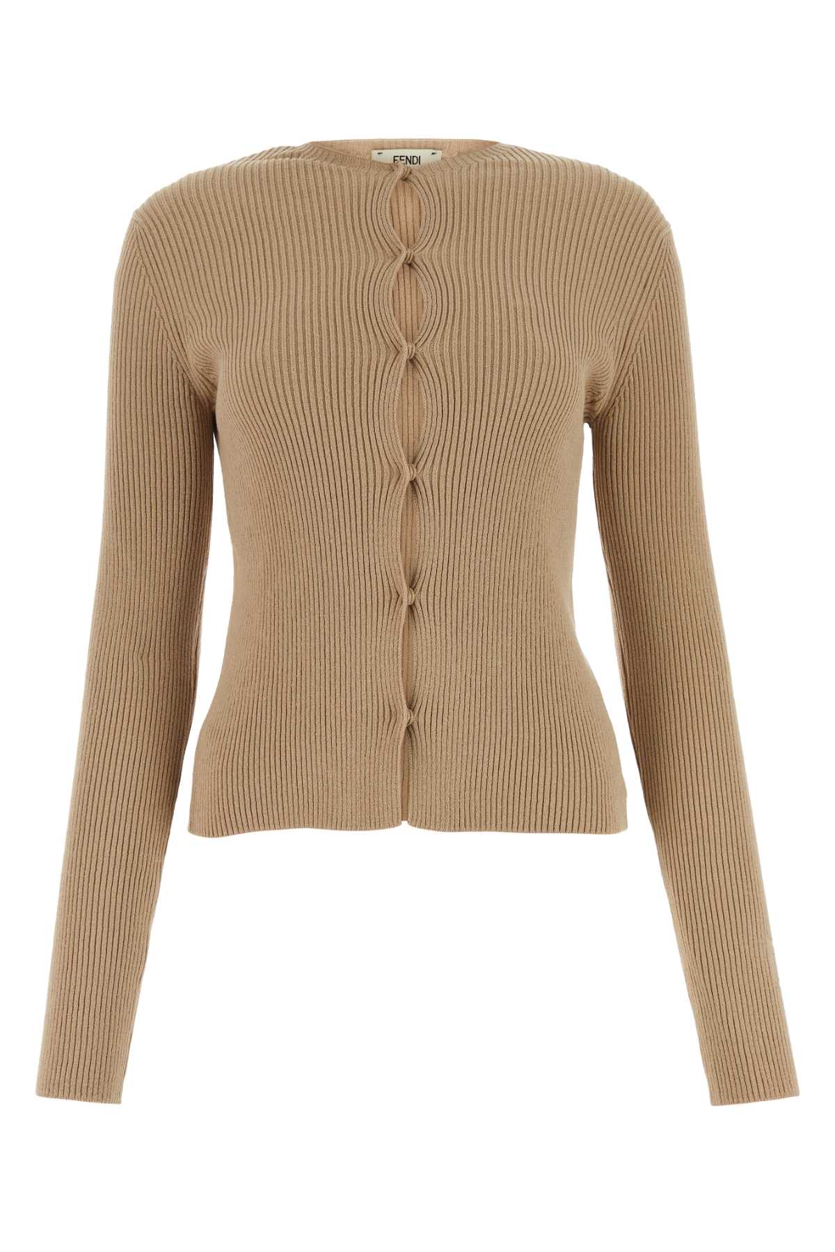 Fendi Women Biscuit Cotton Blend Cardigan by Luosophy