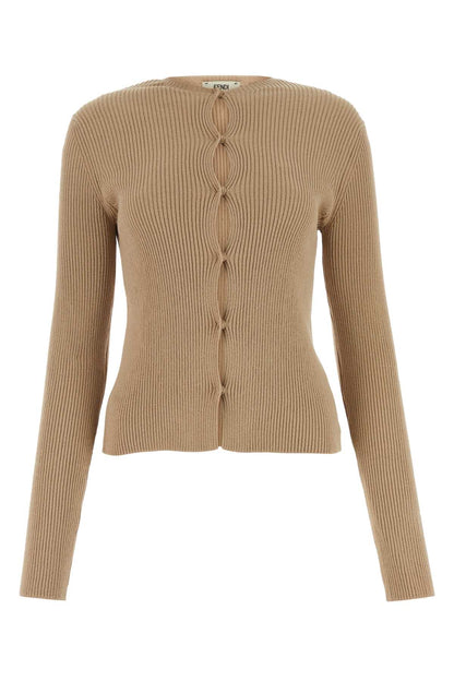 Fendi Women Biscuit Cotton Blend Cardigan by Luosophy