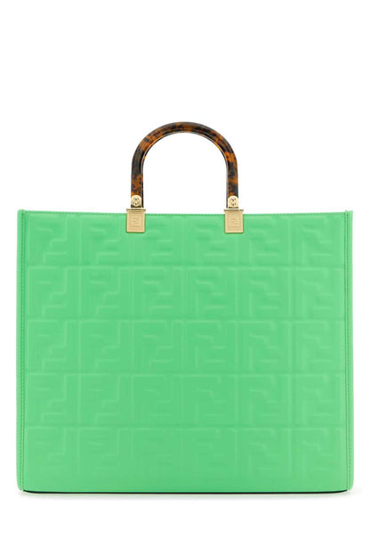 Fendi Women Green Leather Medium Sunshine Shopping Bag by Luosophy
