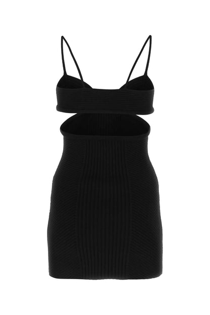 Off White Women Black Viscose Blend Mini Dress by Luosophy