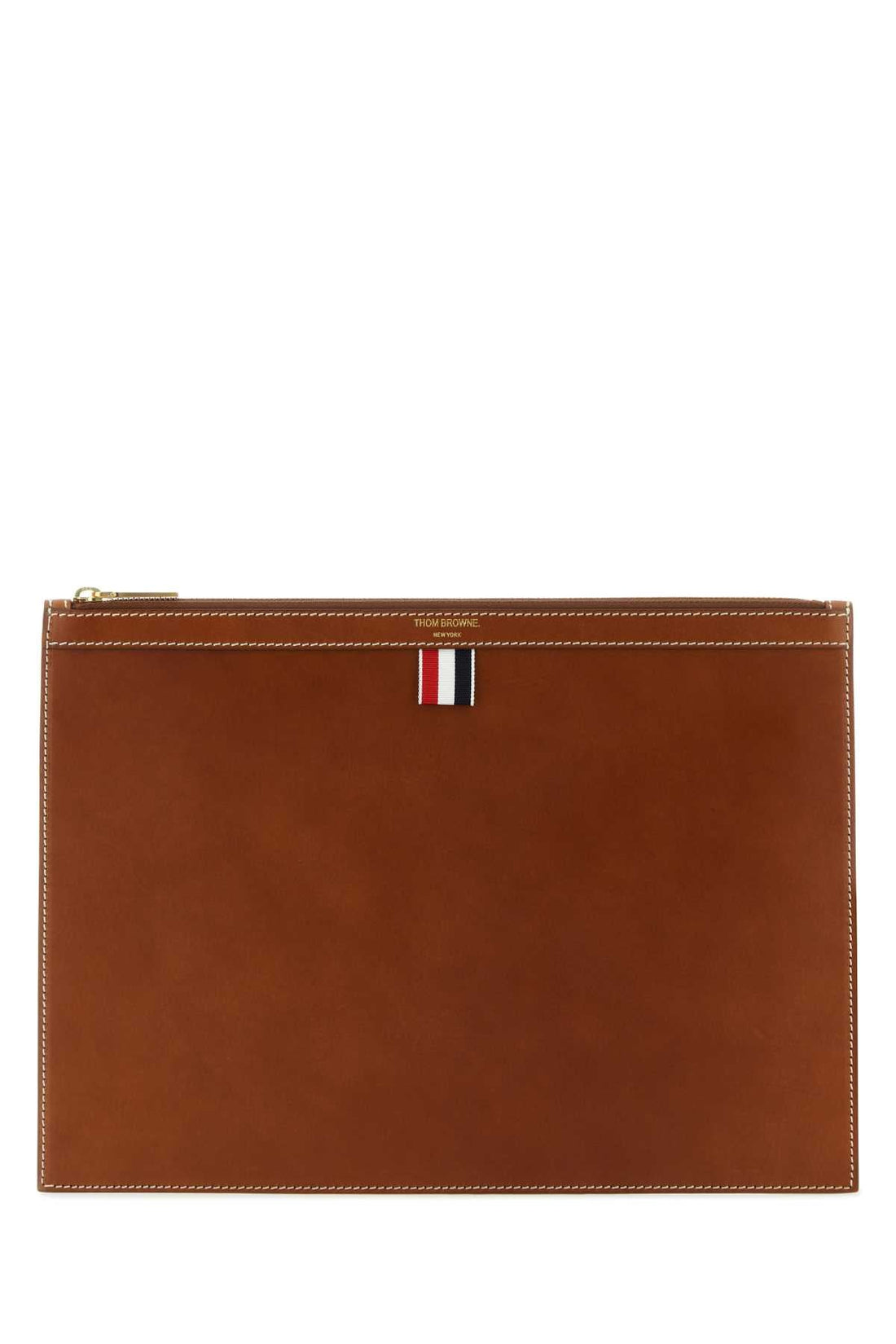 Thom Browne Men Brown Leather Document Case by Luosophy