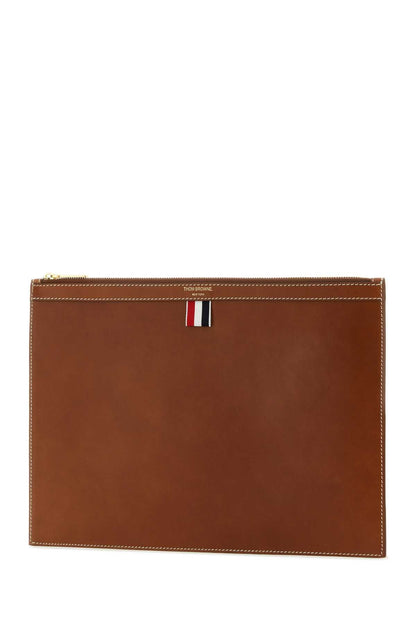 Thom Browne Men Brown Leather Document Case by Luosophy