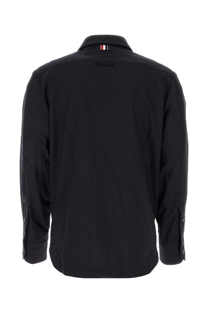Thom Browne Men Midnight Blue Wool Shirt by Luosophy