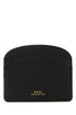 A.P.C. Women Black Leather Demi-Lune Card Holder by Luosophy