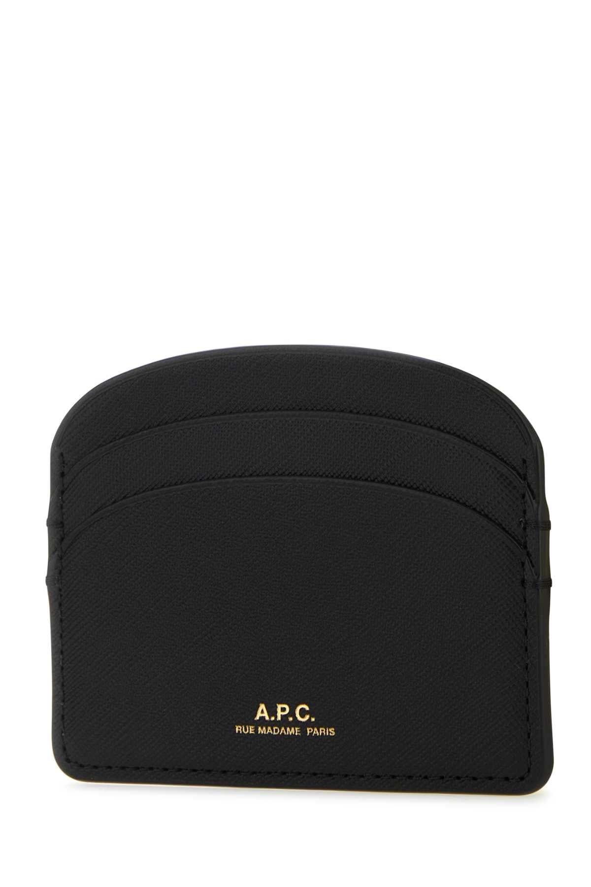 A.P.C. Women Black Leather Demi-Lune Card Holder by Luosophy