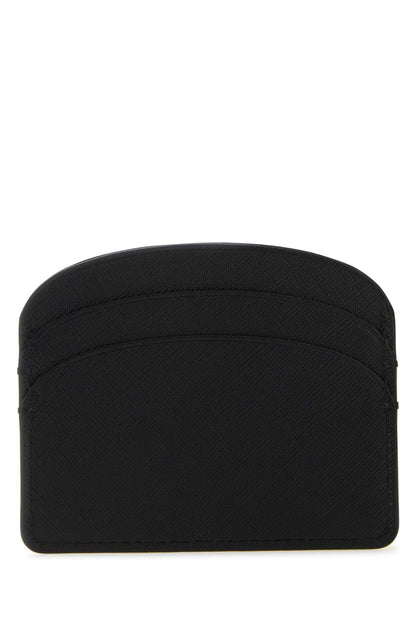 A.P.C. Women Black Leather Demi-Lune Card Holder by Luosophy