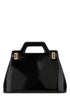 Salvatore Ferragamo Women Black Leather Wanda M Handbag by Luosophy
